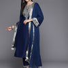 Indyancart VA Women'sNotch Neck Ethnic Motifs Embroidered Regular Kurta Set