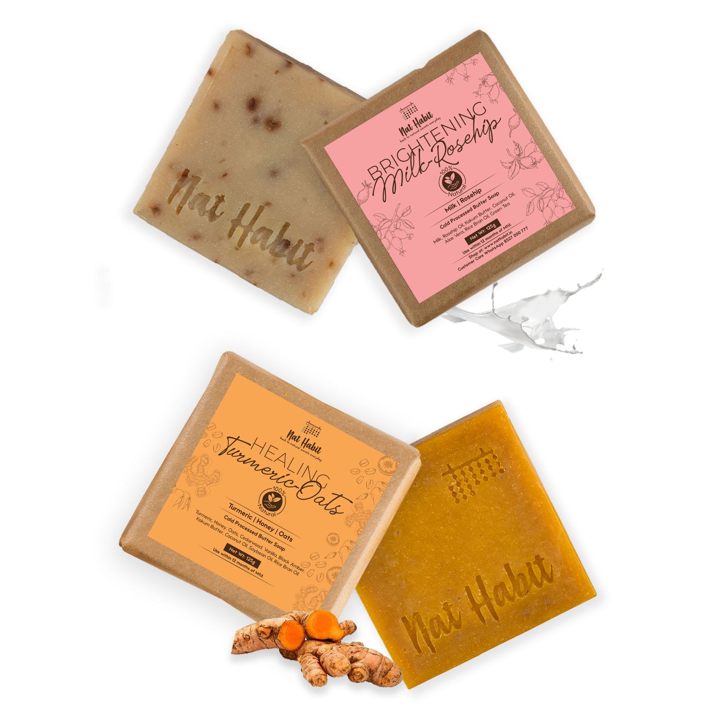 Nat Habit Fresh Brightening Milk Rosehip and Healing Turmeric Oats Soaps