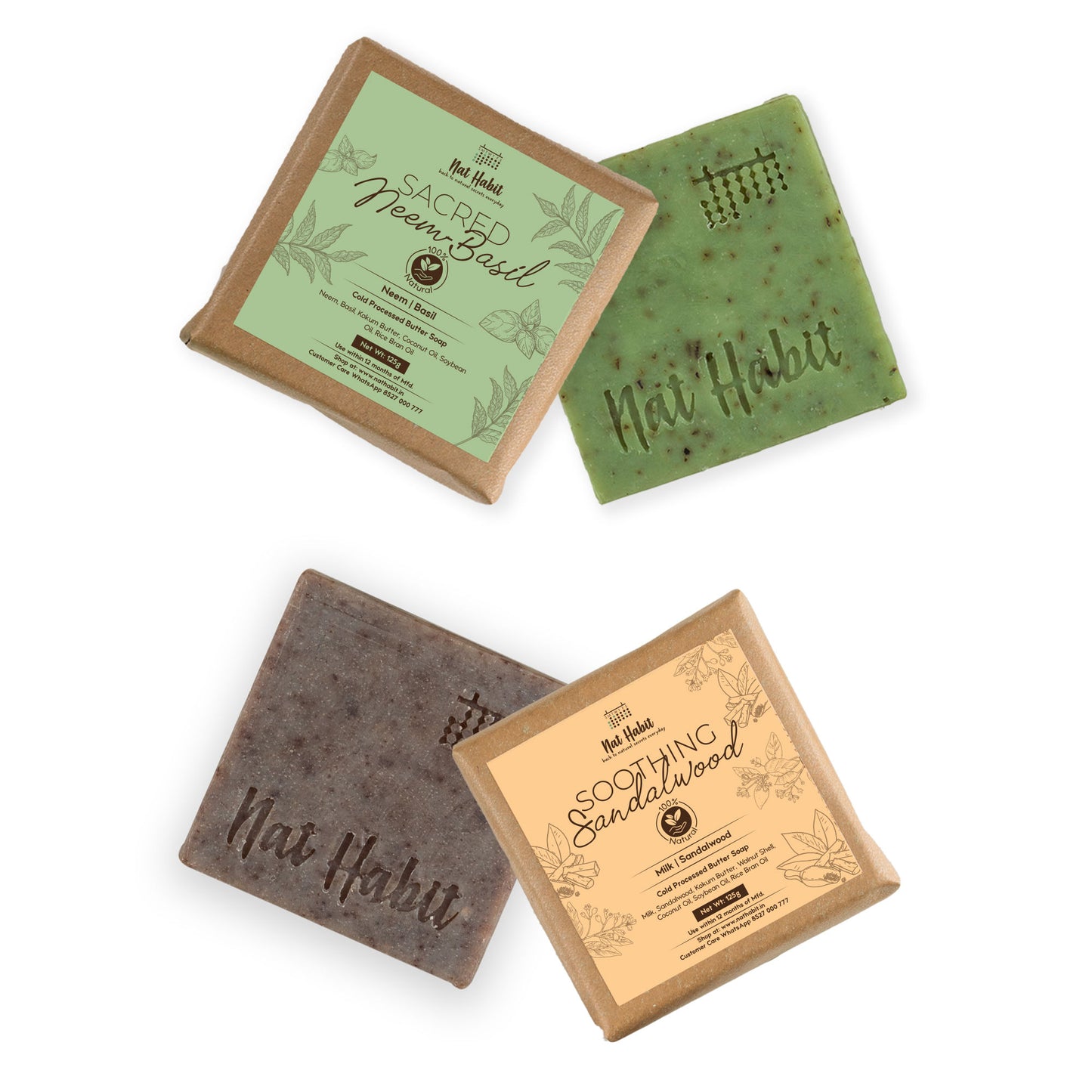 Nat Habit Fresh Brightening Sacred Neem Basil & Soothing Sandalwood Soaps