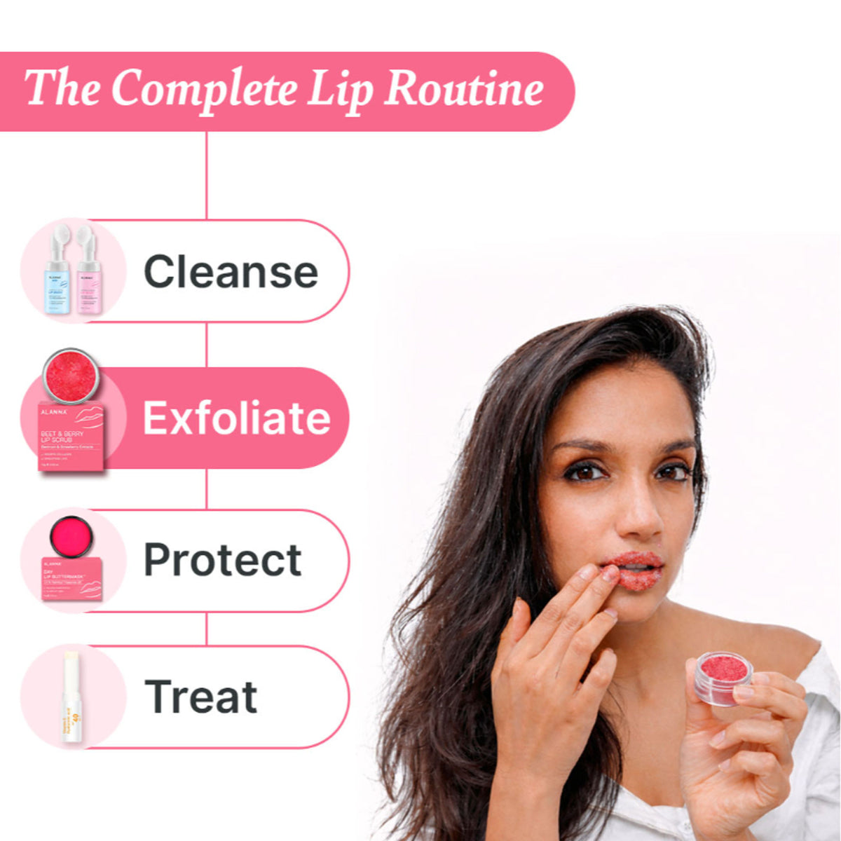 ALANNA Beet & Berry Lip Scrub with beetroot and berry extract, gentle exfoliation for soft, glossy lips for women and men
