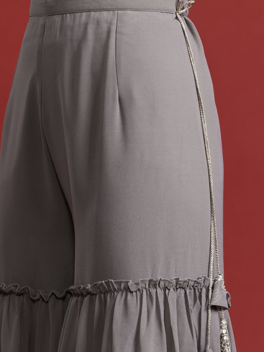 Indyancart IE Floral Embroidered Sequinned Kurta With Sharara & Dupatta