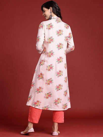 Indyancart IE Women Floral Printed Floral Kurta