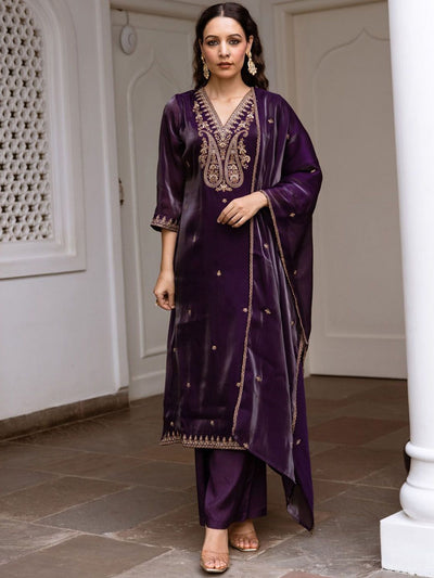 Dhiyona IE Women Ethnic Motifs Embroidered Regular Kurta with Trousers & With Dupatta