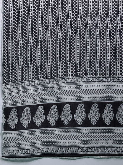 Indyancart Women's Geometric Printed Pure Cotton Kurta with Trousers & Dupatta