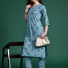 Dhiyona IE Floral Printed Regular Pure Cotton Kurta with Trousers