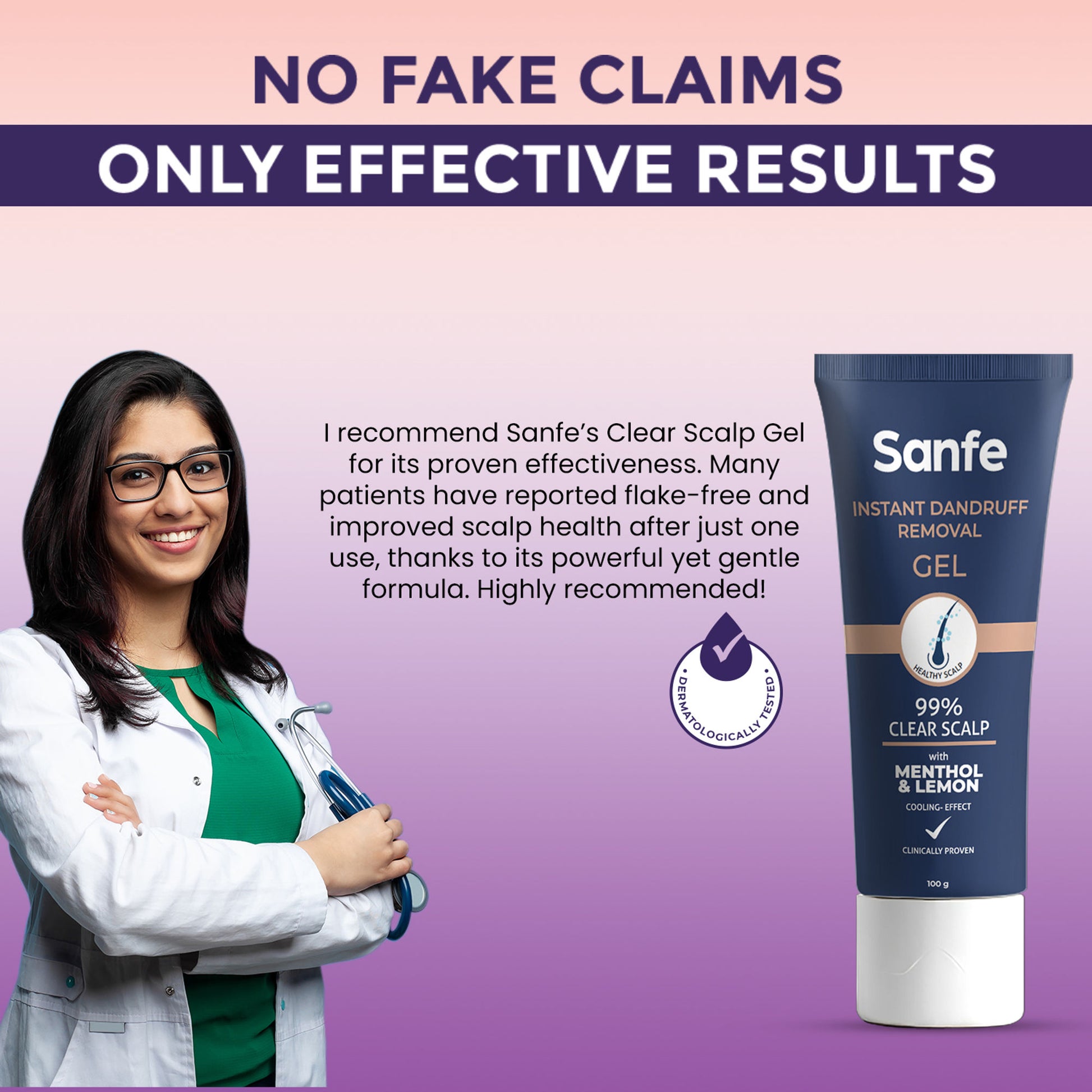 Sanfe Clear Scalp Gel, Anti-Dandruff & Flake Control Treatment, Reduces Scalp Itch