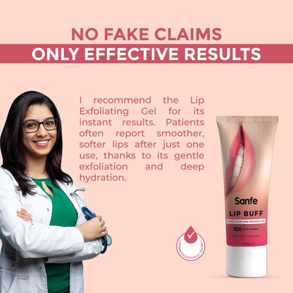 Sanfe Lip Buff Gel, Dead & Dark Skin Removal Lip Scrub, Lip Balm For Pigmented Lips
