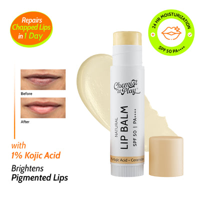 Chemist At Play Lip Balm SPF 50 Brightens & Repairs Chapped Lips 24HR Moisture - Natural