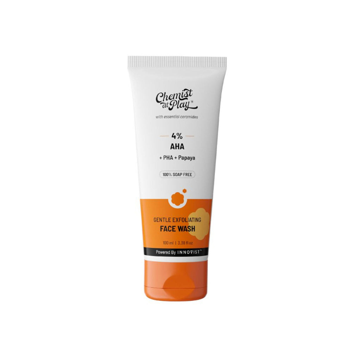 Chemist at Play Gentle Exfoliating Face Wash with natural ingredients, revealing brighter and refreshed skin.