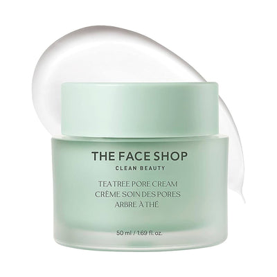 The Face Shop Tea Tree Pore Cream - Korean Moisturizer with AHA, Salicylic Acid (BHA) & PHA for Acne