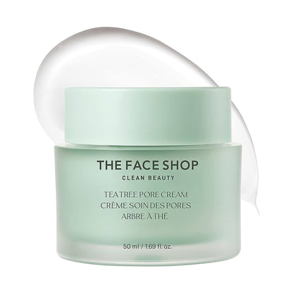 The Face Shop Tea Tree Pore Cream - Korean Moisturizer with AHA, Salicylic Acid (BHA) & PHA for Acne