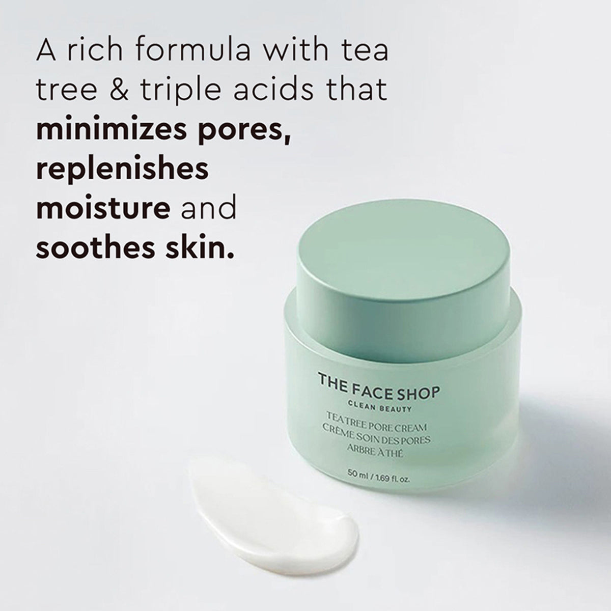 The Face Shop Tea Tree Pore Cream - Korean Moisturizer with AHA, Salicylic Acid (BHA) & PHA for Acne