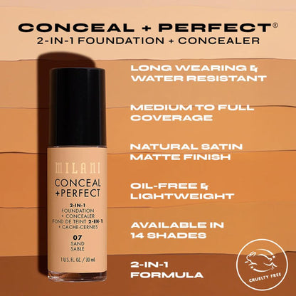 Milani Conceal + Perfect 2-in-1 Foundation + Concealer - 06 Sand Beige