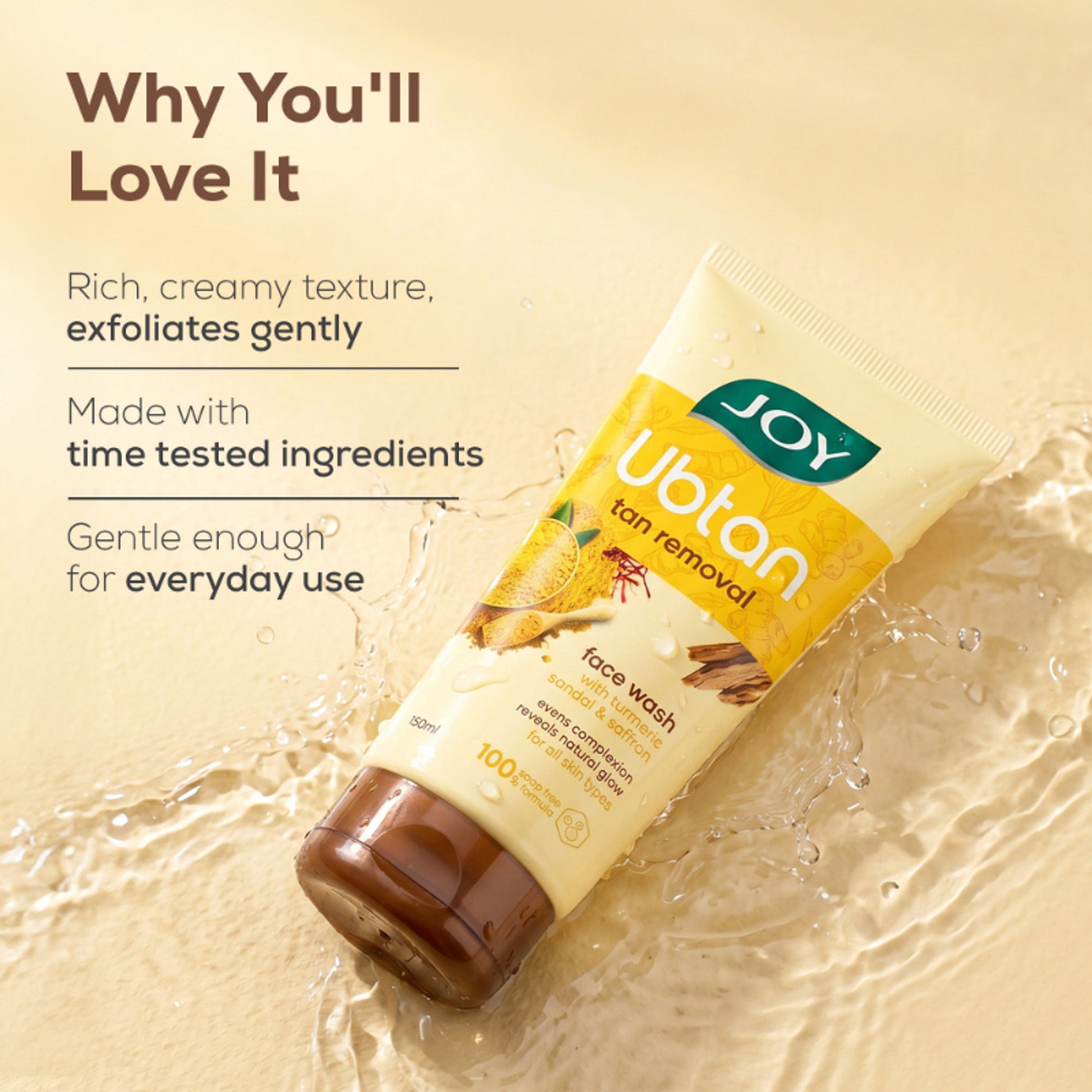 Joy Ubtan Tan Removal Face Wash, For Natural Glowing Skin