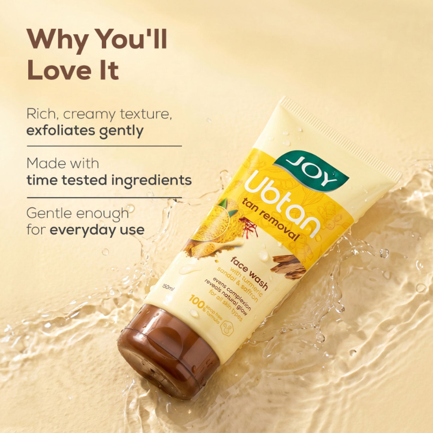 Joy Ubtan Tan Removal Face Wash, For Natural Glowing Skin