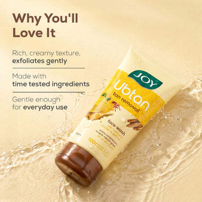 Joy Ubtan Tan Removal Face Wash, For Natural Glowing Skin