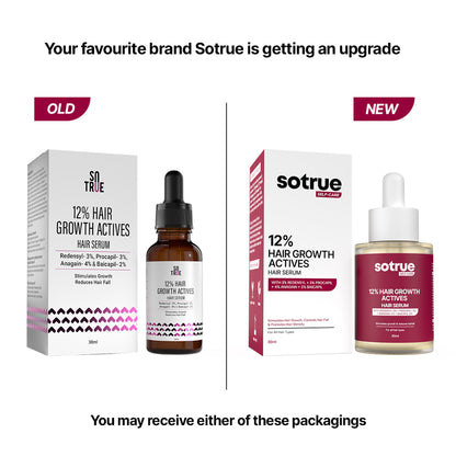 Sotrue 12% Hair Growth Actives Serum For Scalp - Redensyl, Procapil, Anagain & Baicapil