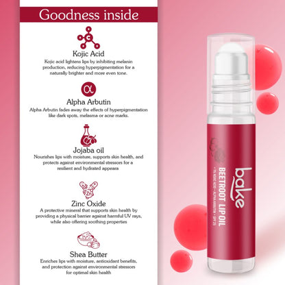 Bake 1% Kojic Acid + Alpha Arbutin Tinted Lip Balm Oil For Pigmented & Dark Lips With SPF 25