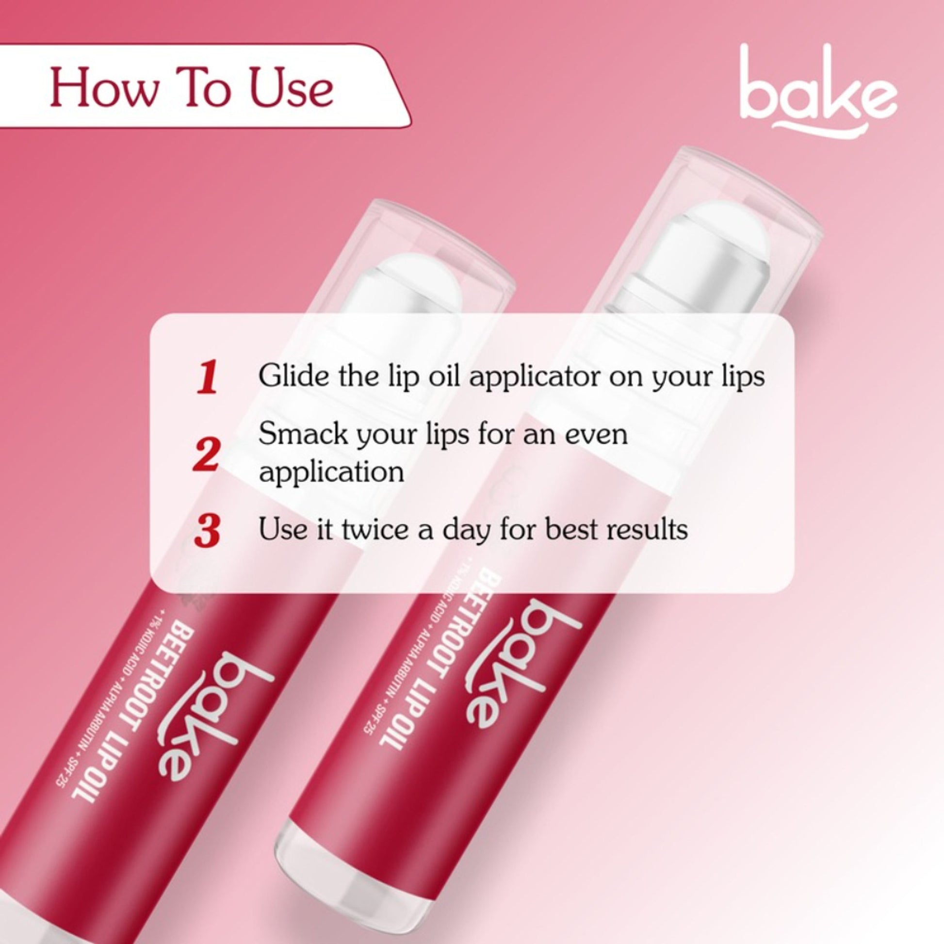 Bake 1% Kojic Acid + Alpha Arbutin Tinted Lip Balm Oil For Pigmented & Dark Lips With SPF 25