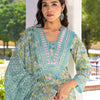 Indyancart VA Women'sFloral Printed Regular Mirror Work Pure Cotton Kurta With Trouser & Dupatta