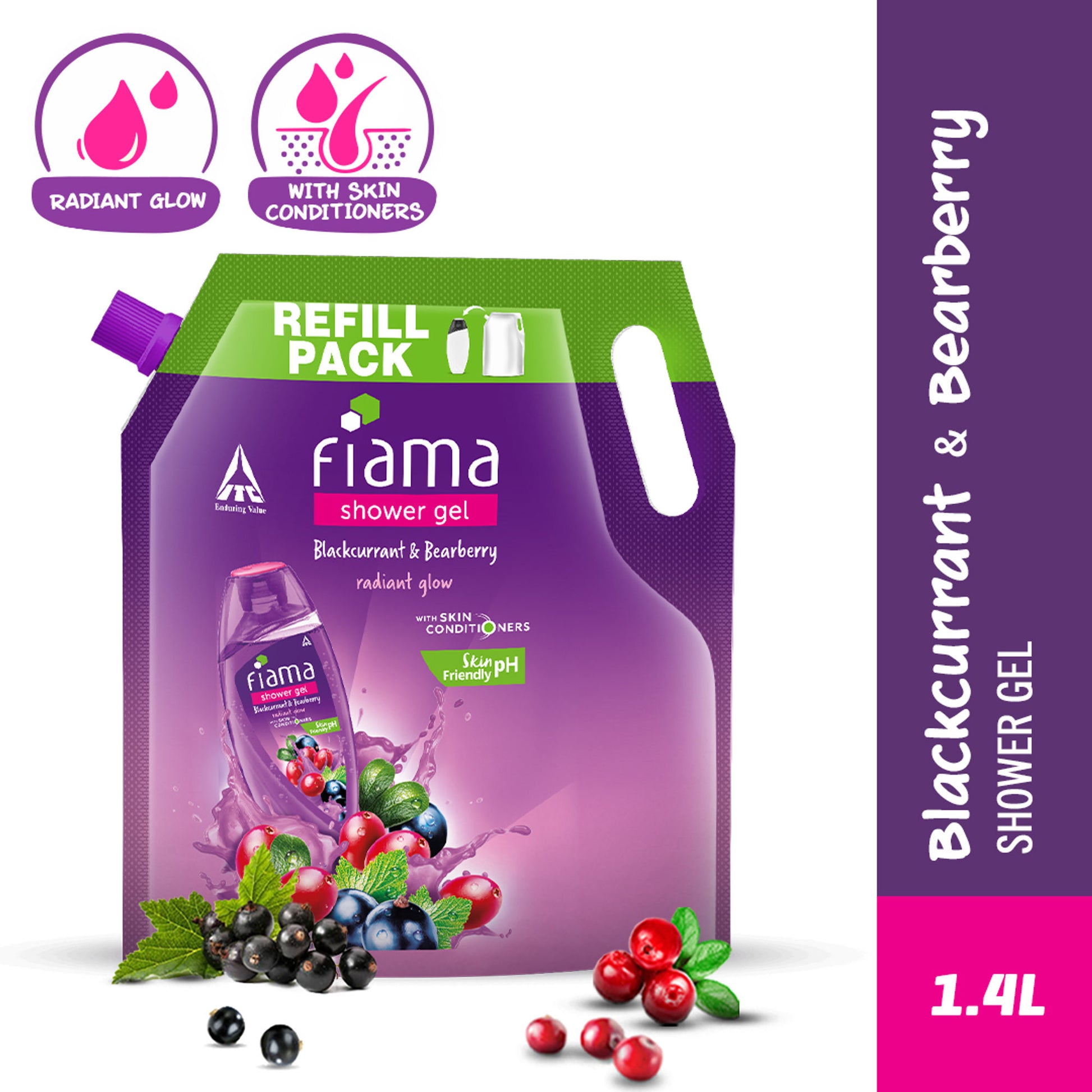 Fiama Shower Gel Blackcurrant & Bearberry with Skin Conditioners for Radiant Glow