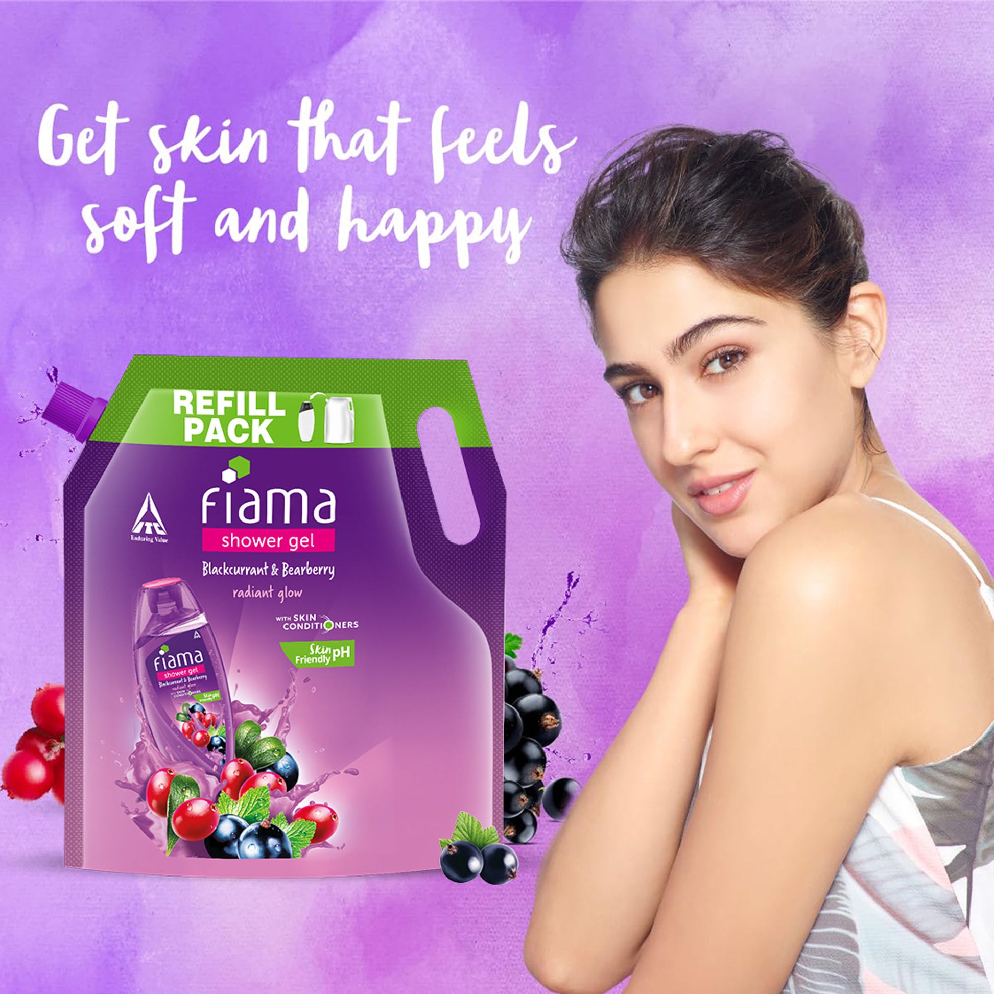 Fiama Shower Gel Blackcurrant & Bearberry with Skin Conditioners for Radiant Glow