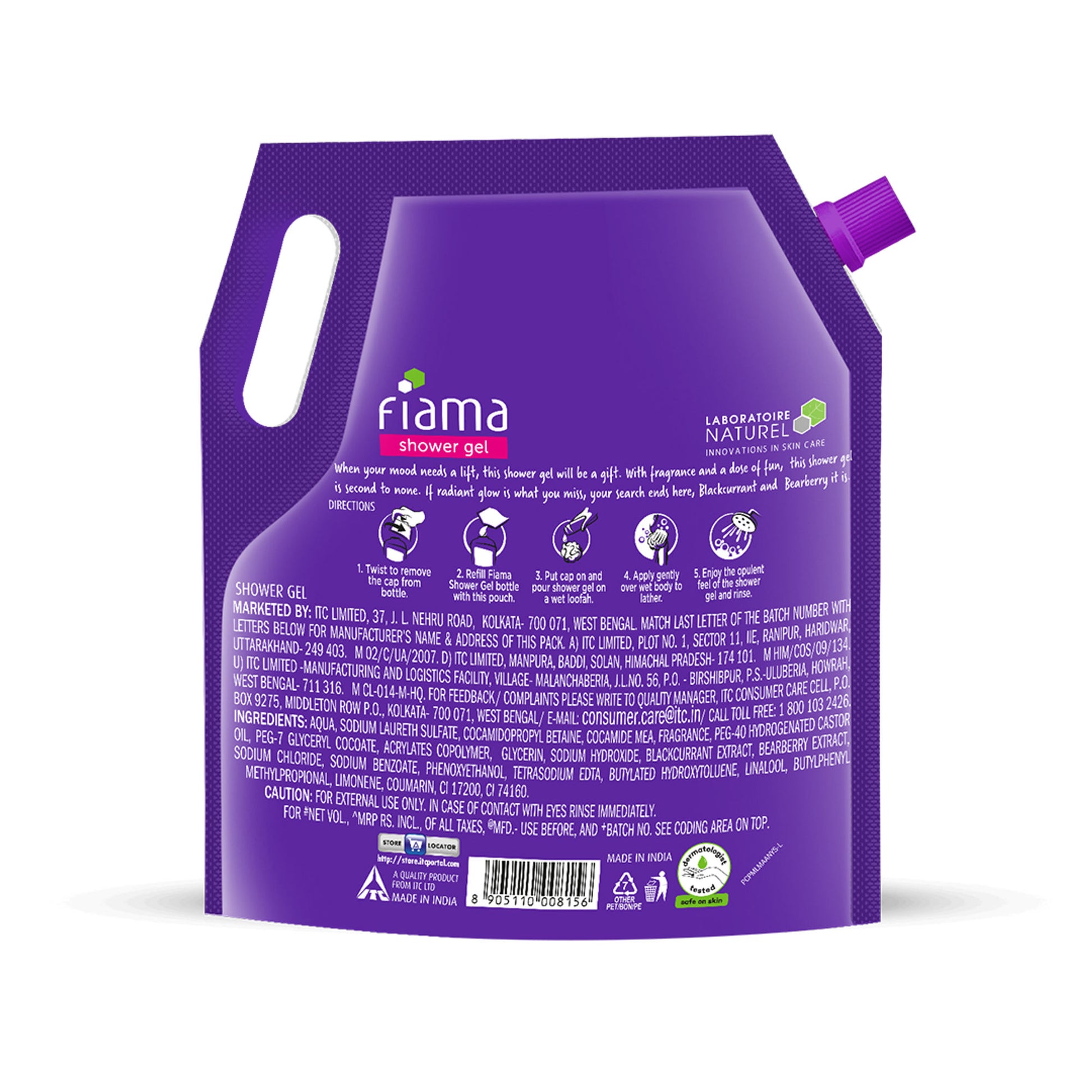 Fiama Shower Gel Blackcurrant & Bearberry with Skin Conditioners for Radiant Glow