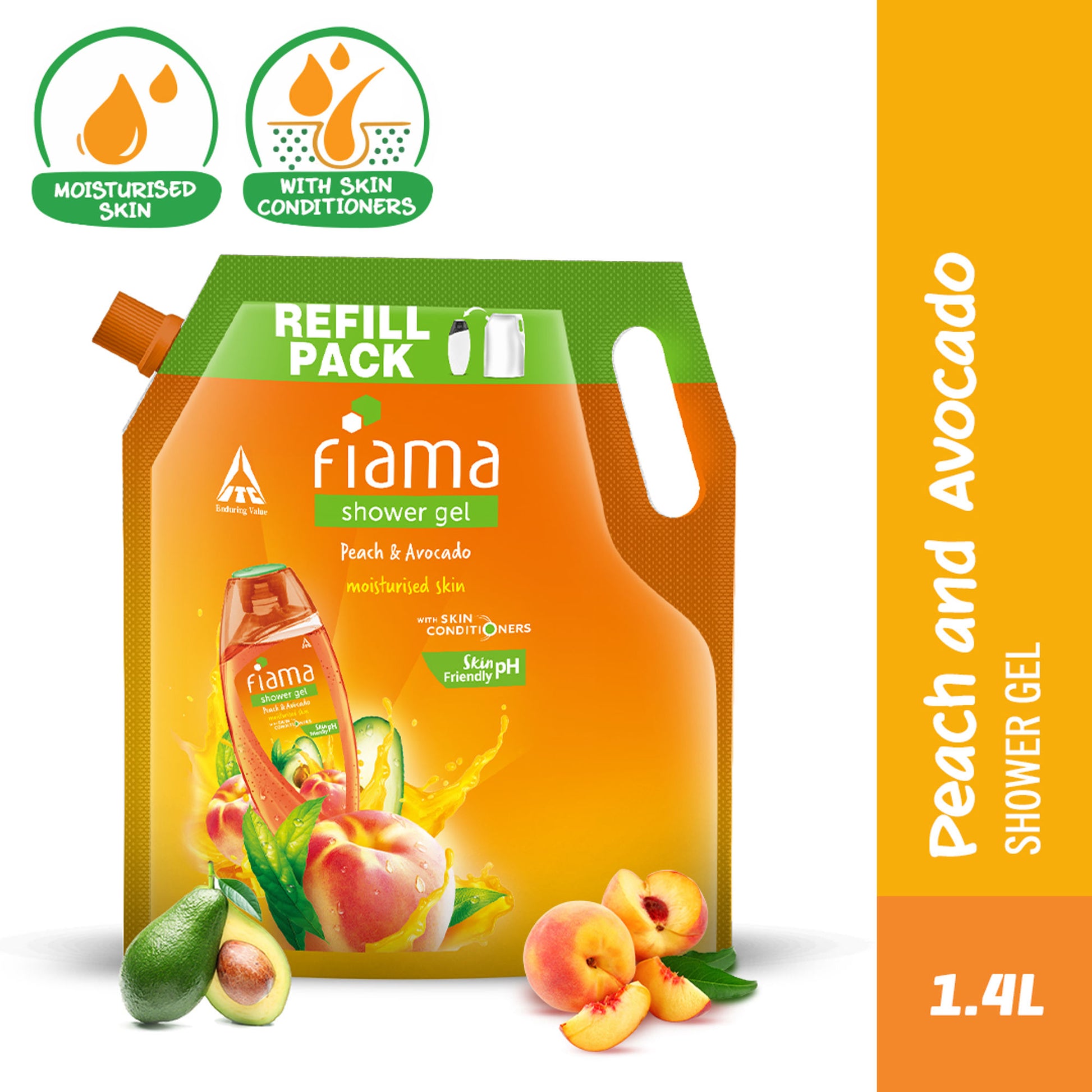 Fiama Shower Gel Peach & Avocado with Skin Conditioners for Soft Moisturised Skin