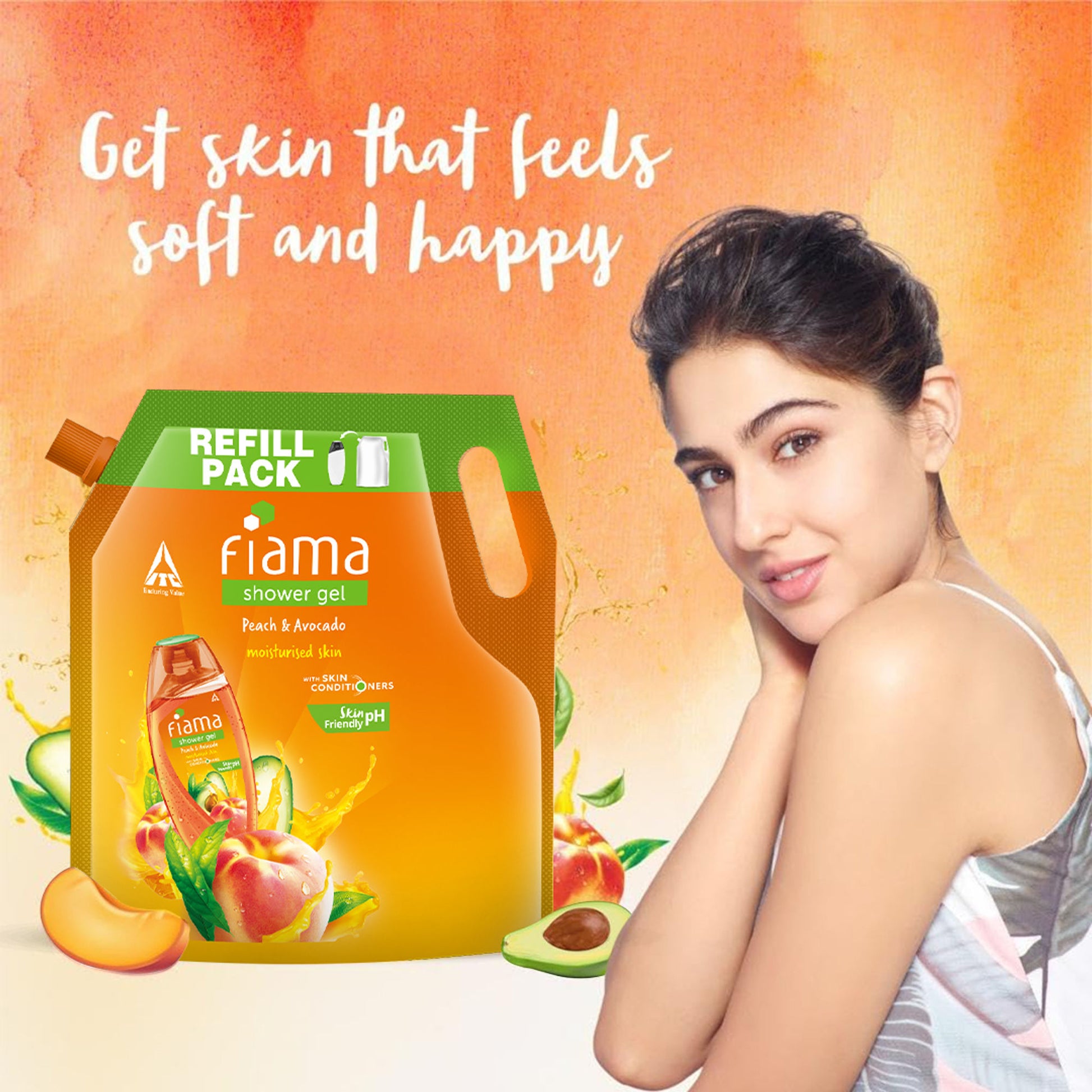 Fiama Shower Gel Peach & Avocado with Skin Conditioners for Soft Moisturised Skin