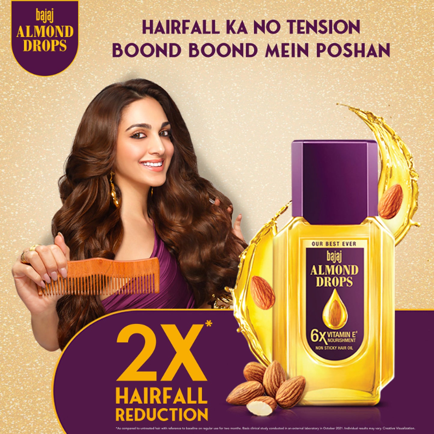 Bajaj Almond Drops Almond Oil 6X Vitamin E Nourishment Non Sticky Hair Oil For Hair Fall Control
