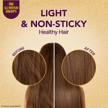 Bajaj Almond Drops Almond Oil 6X Vitamin E Nourishment Non Sticky Hair Oil For Hair Fall Control