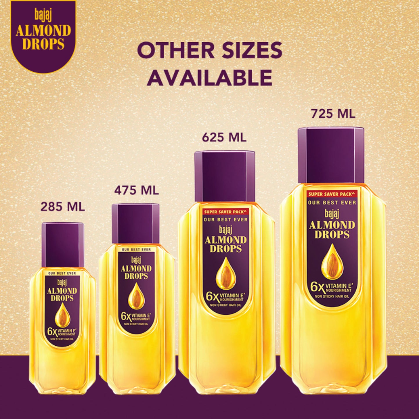 Bajaj Almond Drops Almond Oil 6X Vitamin E Nourishment Non Sticky Hair Oil For Hair Fall Control