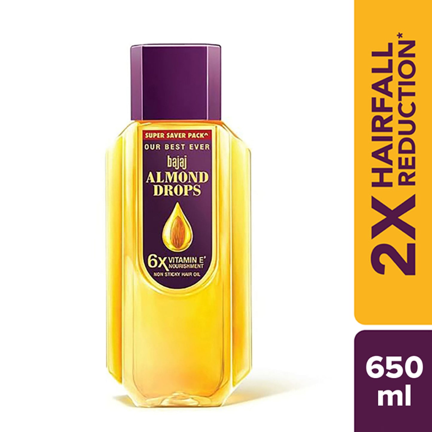 Bajaj Almond Drops Almond Oil 6X Vitamin E Nourishment Non Sticky Hair Oil For Hair Fall Control