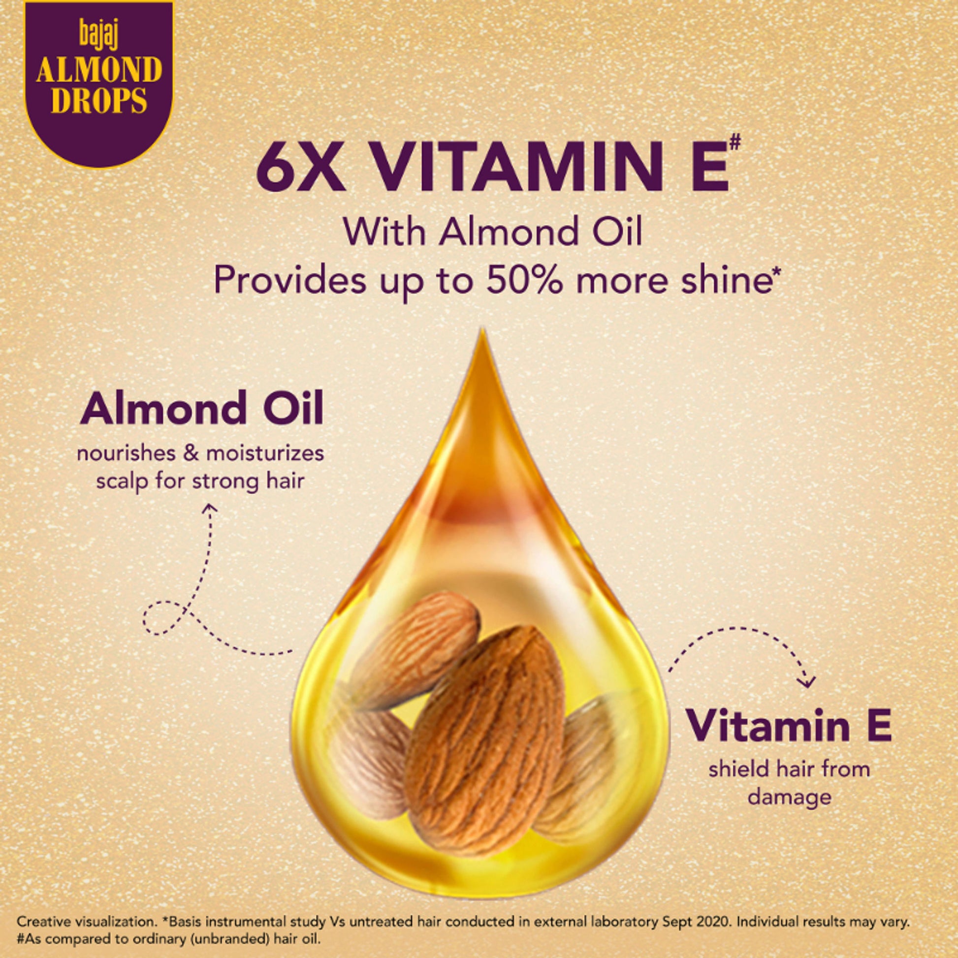 Bajaj Almond Drops Almond Oil 6X Vitamin E Nourishment Non Sticky Hair Oil For Hair Fall Control