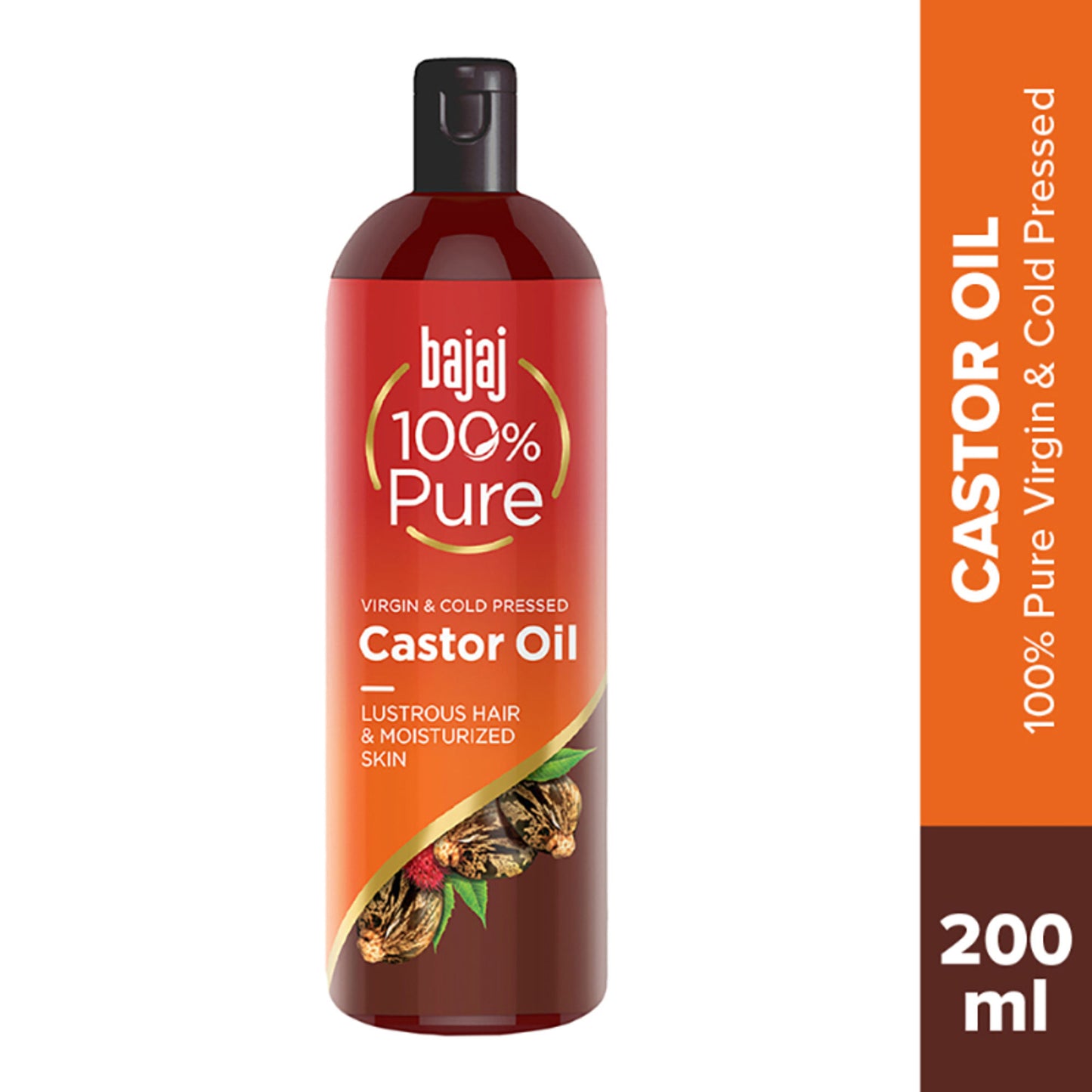 Bajaj 100% Virgin & Cold Pressed Pure Castor Hair and Skin Oil for Lusturous Shiny Hair & Moisturized Skin, Best Beauty Products