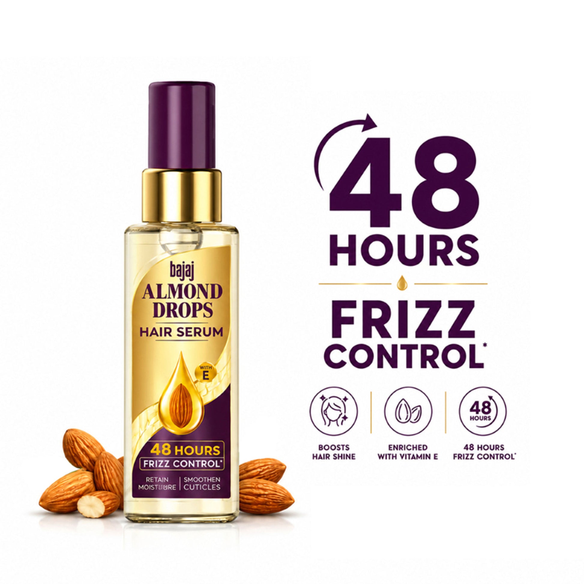 Bajaj Almond Drops Serum With Oil For Hair With Almond Oil & Vitamin E