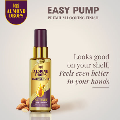 Bajaj Almond Drops Serum With Oil For Hair With Almond Oil & Vitamin E