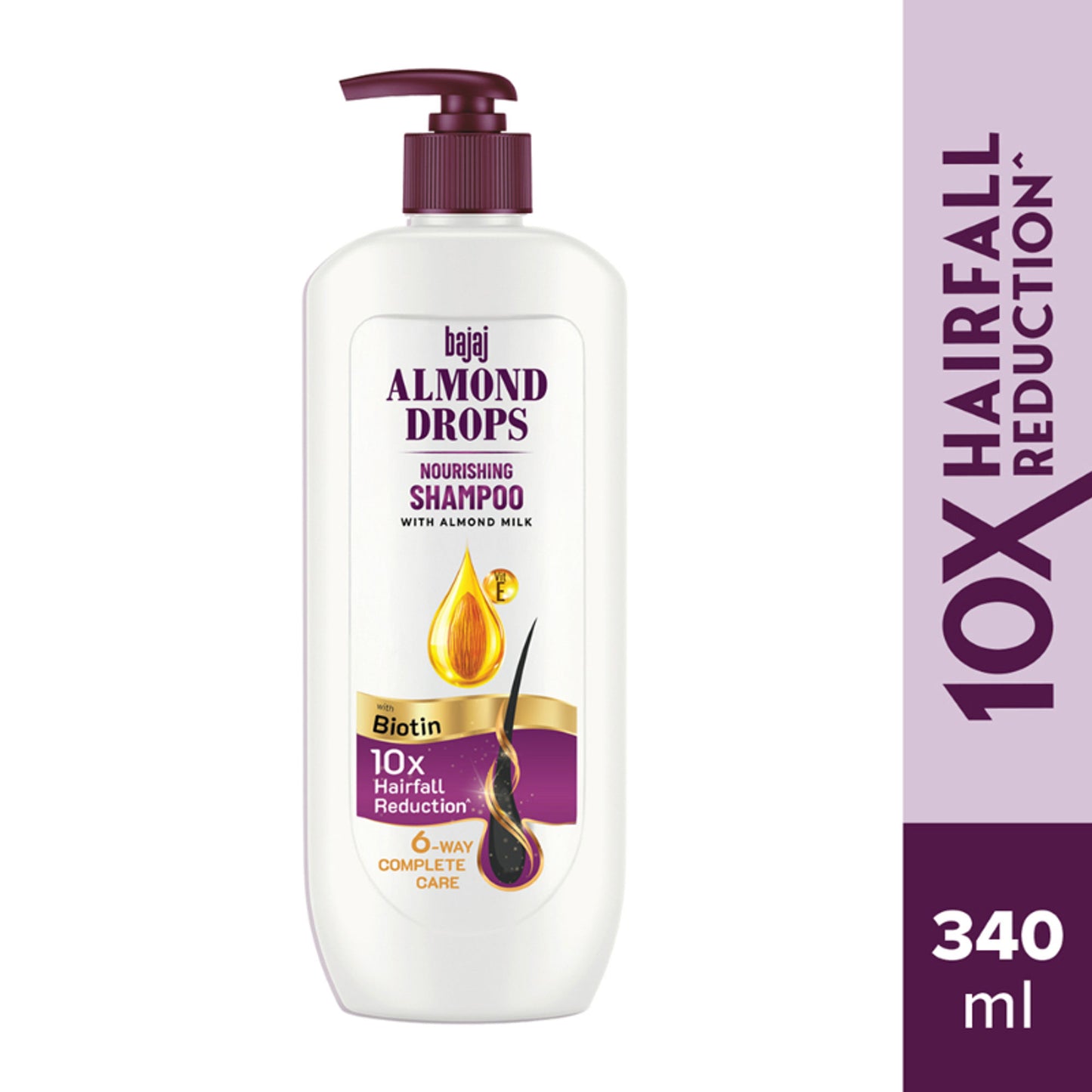 Bajaj Almond Drops Nourishing Shampoo, Almond Milk & Biotin, 10X Hairfall Reduction