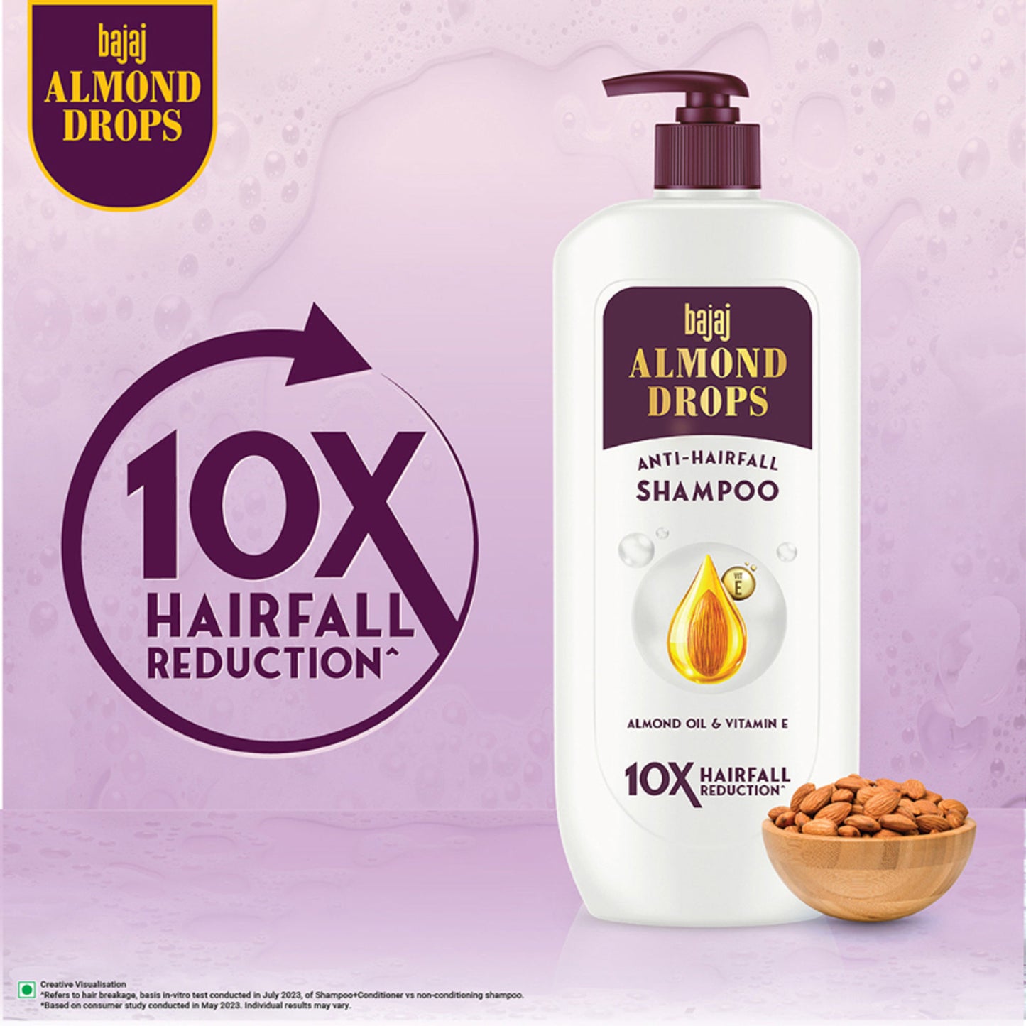 Bajaj Almond Drops Nourishing Shampoo, Almond Milk & Biotin, 10X Hairfall Reduction