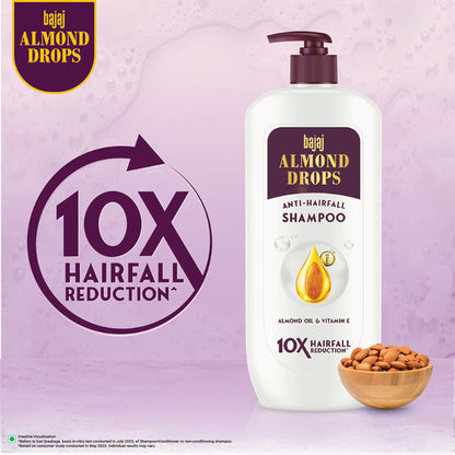 Bajaj Almond Drops Nourishing Shampoo, Almond Milk & Biotin, 10X Hairfall Reduction