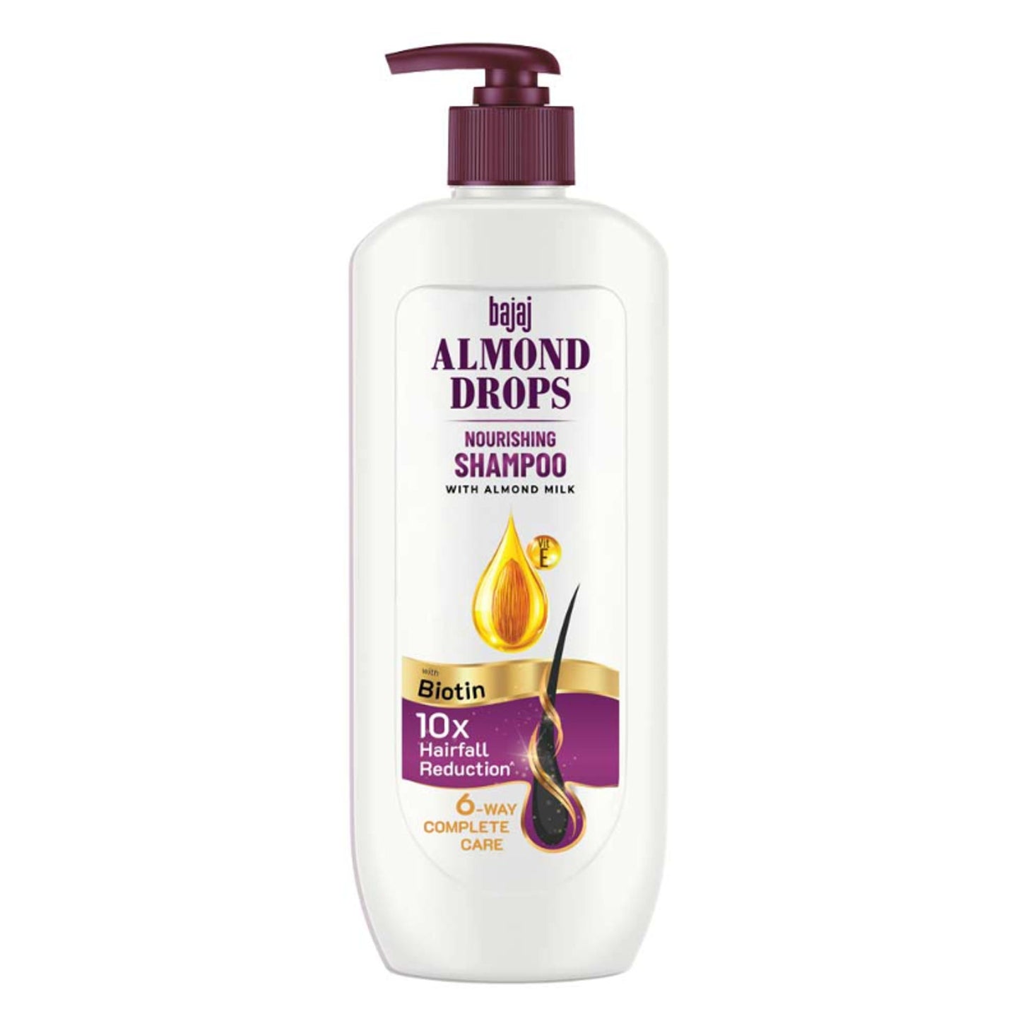 Bajaj Almond Drops Nourishing Shampoo, Almond Milk & Biotin, 10X Hairfall Reduction
