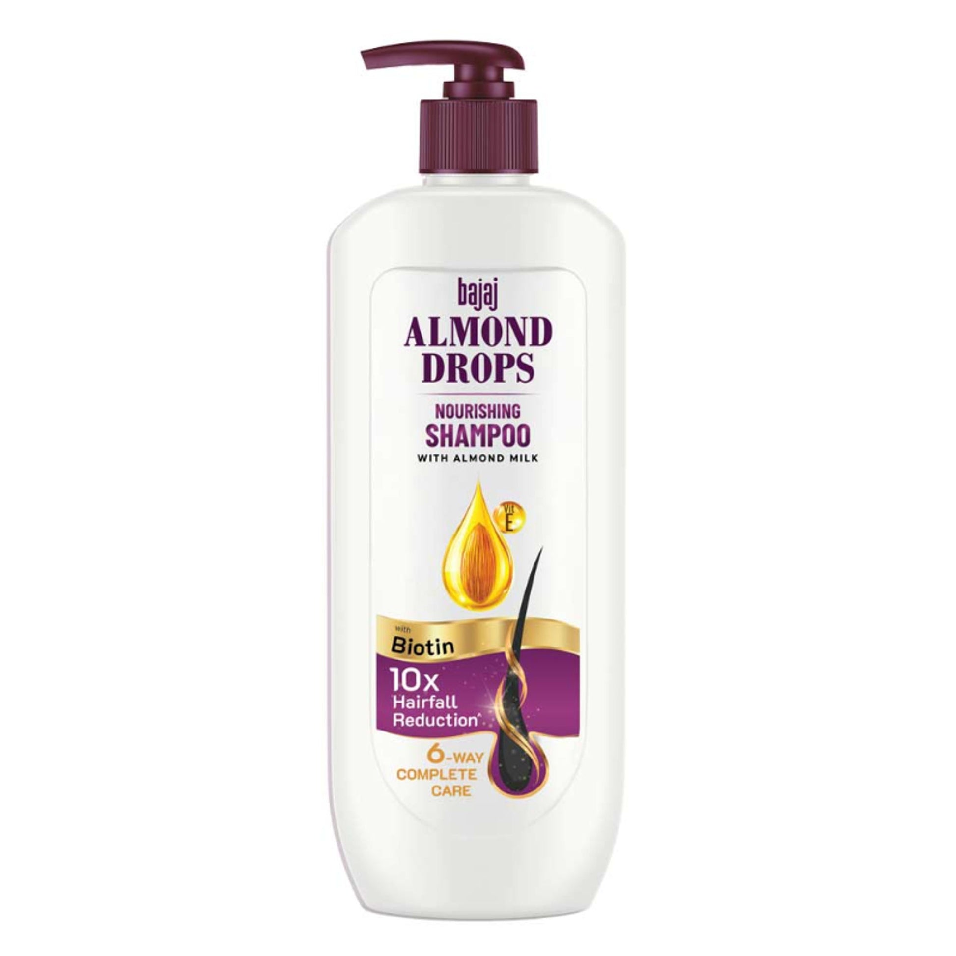 Bajaj Almond Drops Nourishing Shampoo, Almond Milk & Biotin, 10X Hairfall Reduction