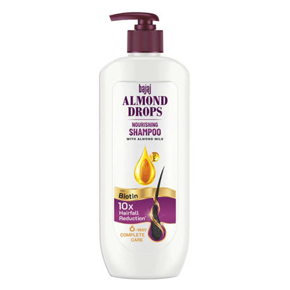 Bajaj Almond Drops Nourishing Shampoo, Almond Milk & Biotin, 10X Hairfall Reduction