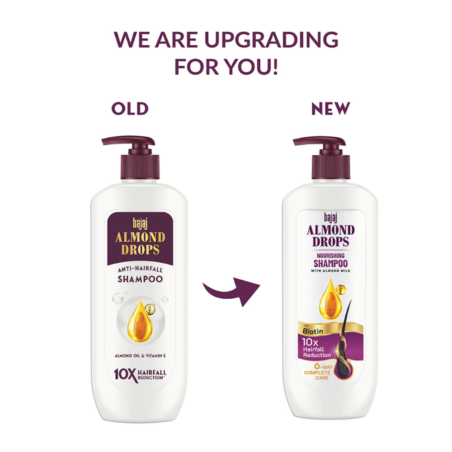 Bajaj Almond Drops Nourishing Shampoo, Almond Milk & Biotin, 10X Hairfall Reduction