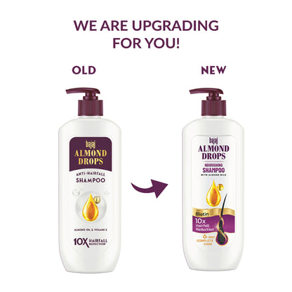 Bajaj Almond Drops Nourishing Shampoo, Almond Milk & Biotin, 10X Hairfall Reduction