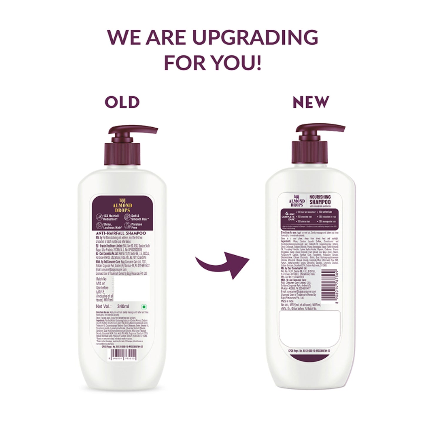 Bajaj Almond Drops Nourishing Shampoo, Almond Milk & Biotin, 10X Hairfall Reduction