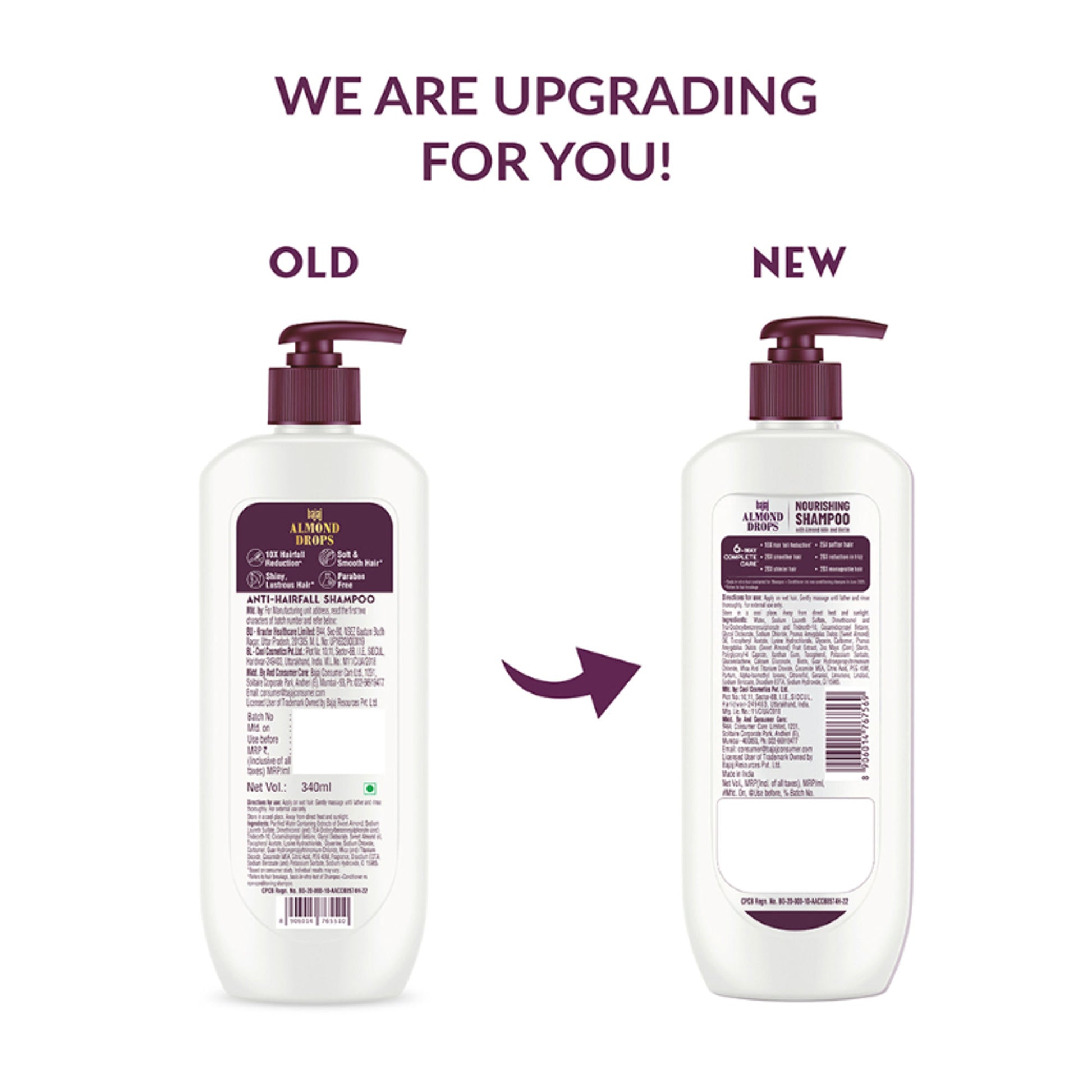 Bajaj Almond Drops Nourishing Shampoo, Almond Milk & Biotin, 10X Hairfall Reduction