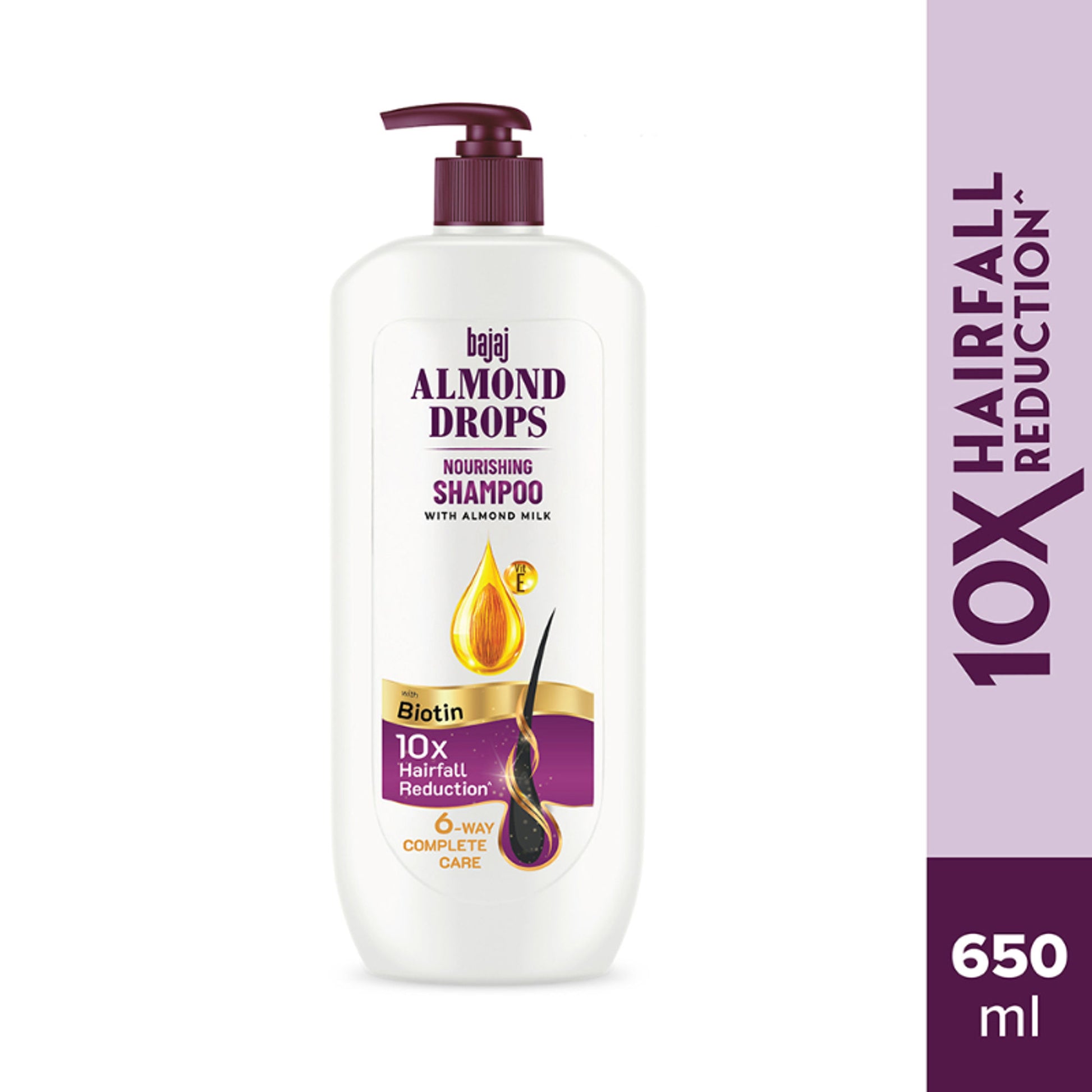 Bajaj Almond Drops Nourishing Shampoo, Almond Milk & Biotin, 10X Hairfall Reduction