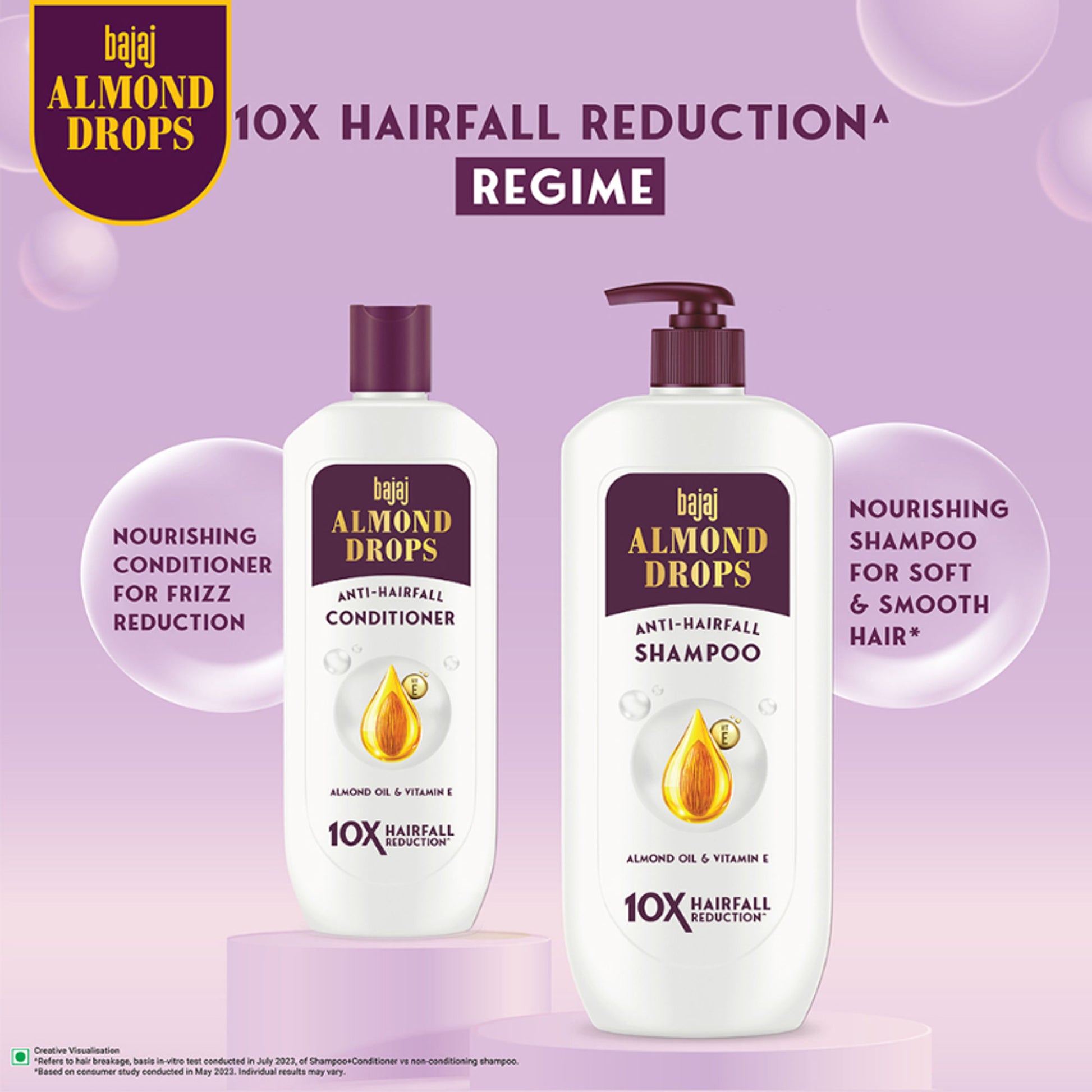 Bajaj Almond Drops Nourishing Shampoo, Almond Milk & Biotin, 10X Hairfall Reduction