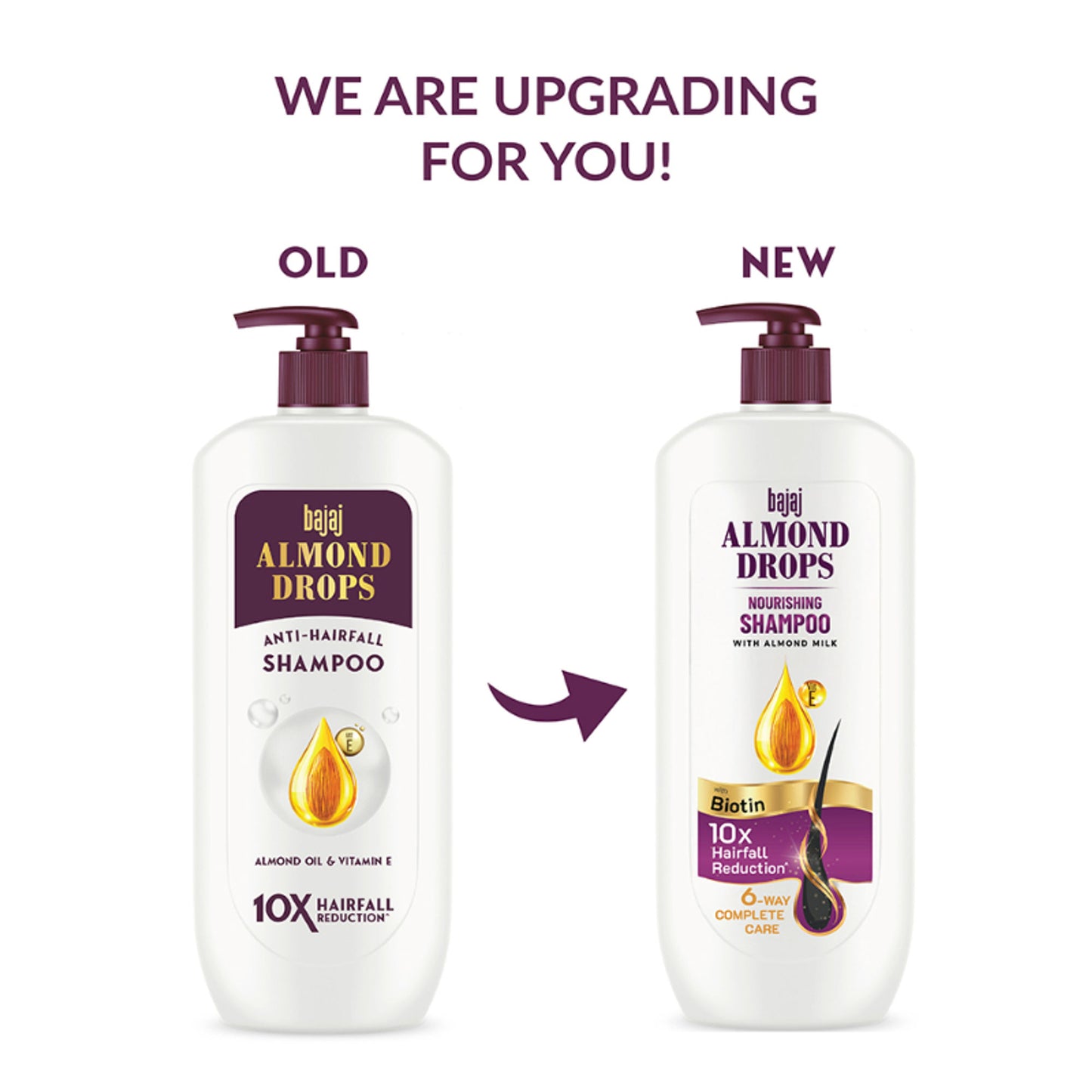 Bajaj Almond Drops Nourishing Shampoo, Almond Milk & Biotin, 10X Hairfall Reduction